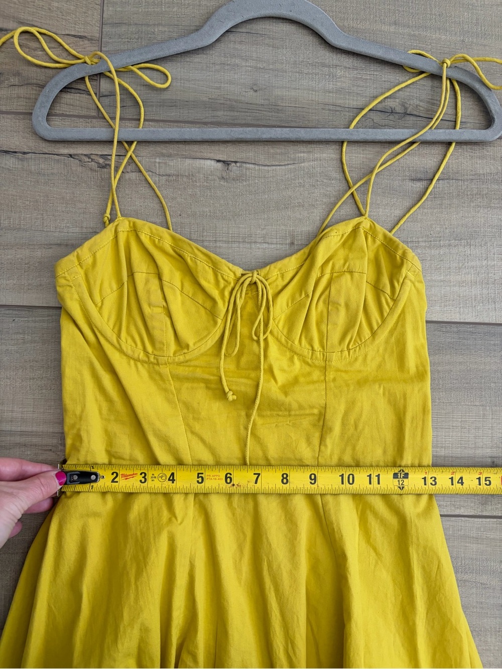 Cleobella Lennon Tie Strap Sleeveless Corset Cotton Mini Dress Golden Yellow S - Picture 9 of 10